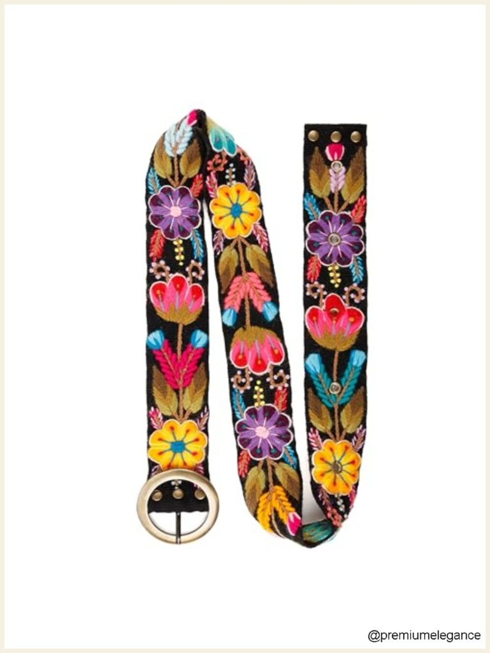 Women's Handmade Floral Embroidered Belt Wool Mexican Style